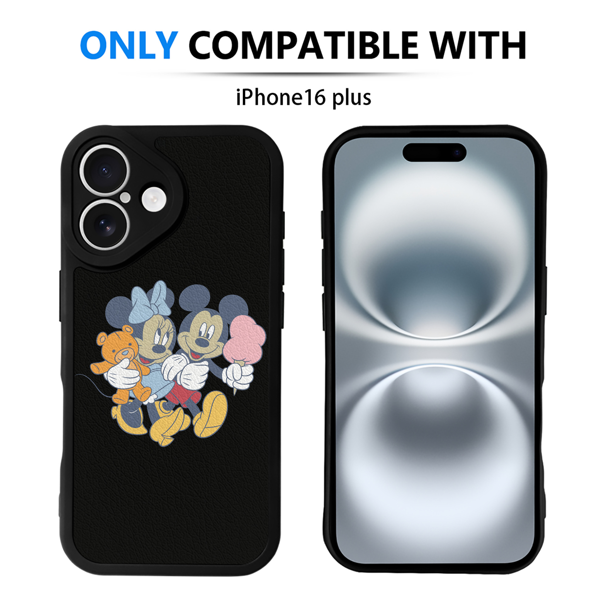 （画像用） ミッキーマウス Mickey Mouse 【iPhone 16シリーズ対応】シリコンスマホケース（レザー調） 材質：シリコン